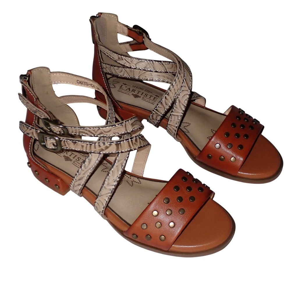 L'Artiste by Spring Step Womens Carys-CA Studded Strappy Sandals Size 36